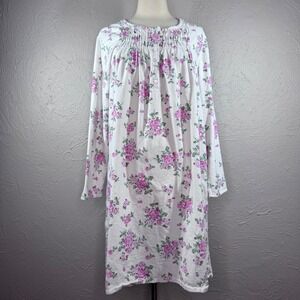 Vintage 80's Women's Large Cotton Longsleeve Flannel Nightgown Cottage Core Rose